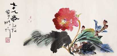 谢之光 1976年作 花卉 镜心
